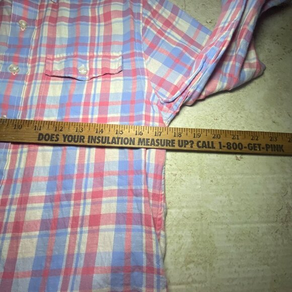 Vineyard Vines Slim Fit Crosby Shirt Plaid Cotton Linen Long Sleeve Resort Vacay - Picture 6 of 7